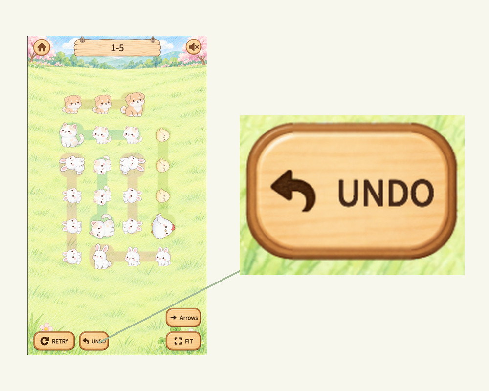 The Undo button returns the puzzle to before the last move